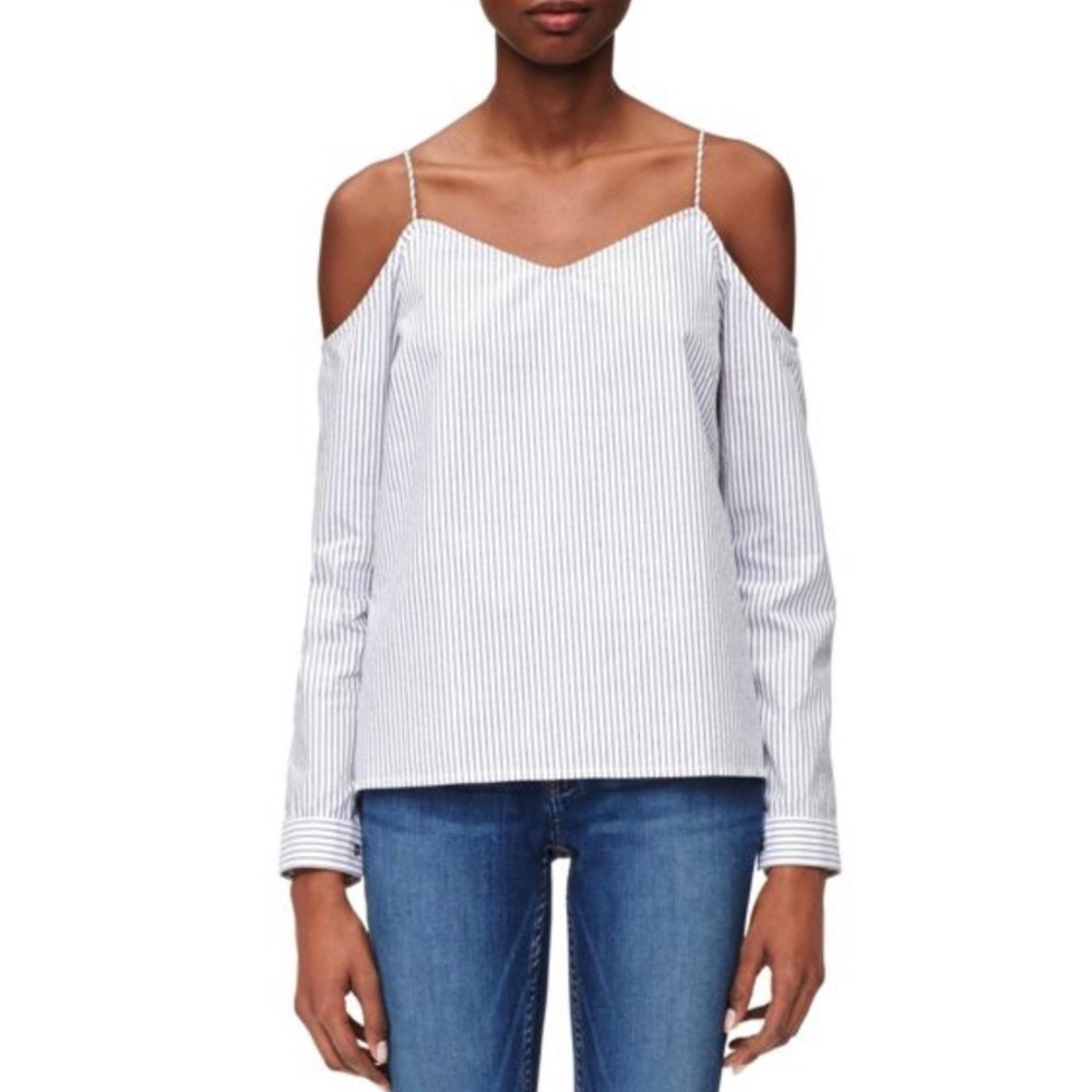 CALVIN KLEIN JEANS NWT Cotton Cold Shoulder Blouse